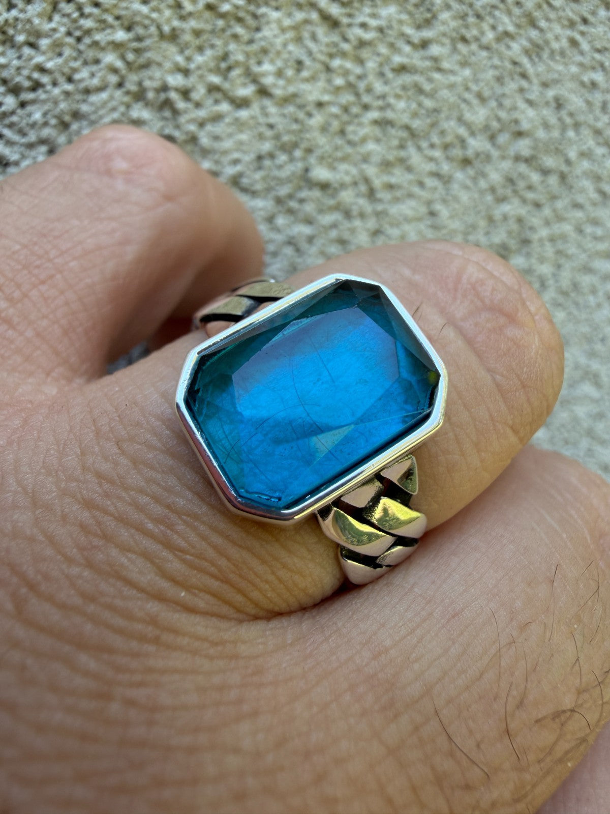 Havana Cuban Ring - 925 Silver - Lab Aquamarine Stone