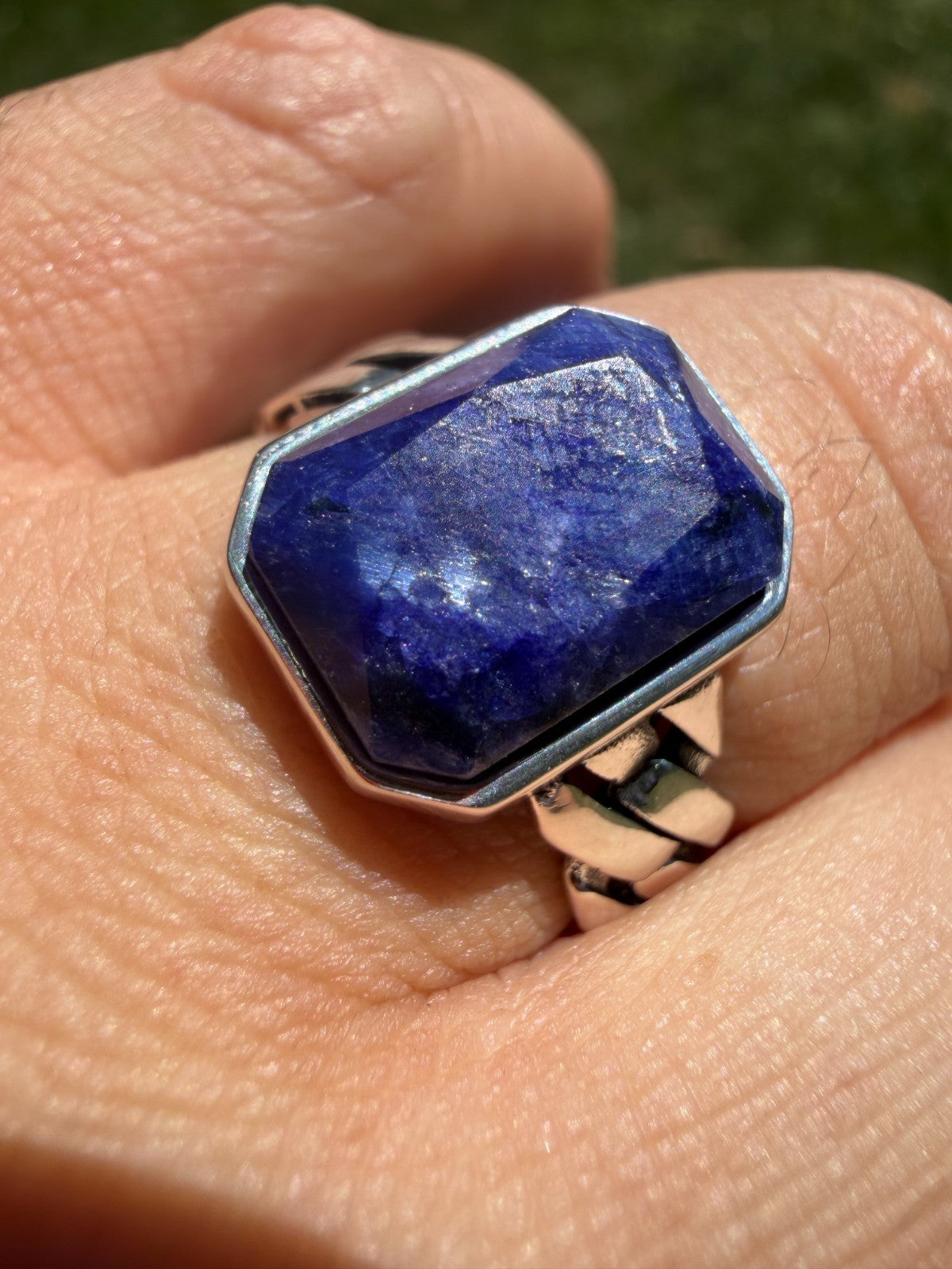 Havana Cuban Ring - 925 Silver - Genuine Blue Sapphire Stone