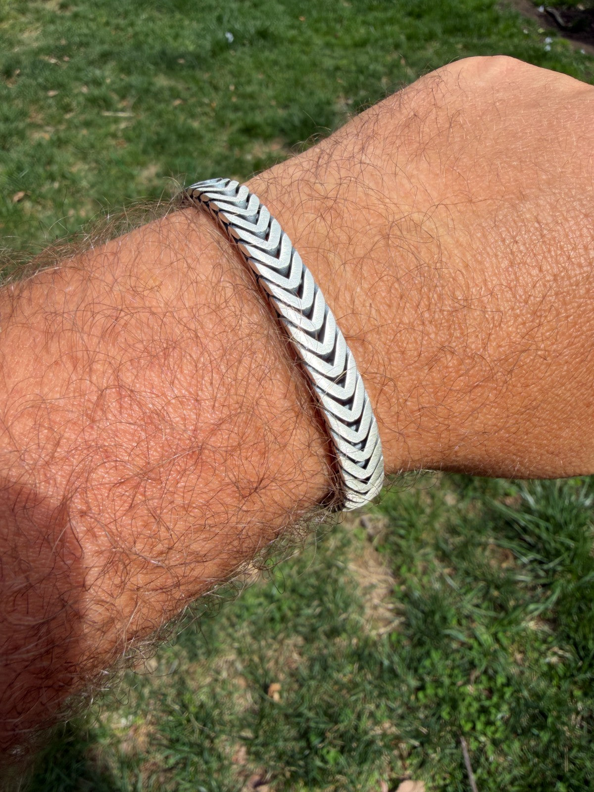 Custom 3 Link Miami Cuban Python Bracelet - Oxidized 925 Sterling Silver - 8.5" - 12mm