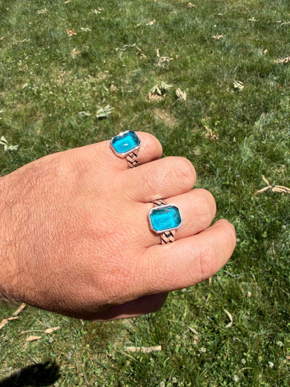Havana Cuban Ring - 925 Silver - Lab Aquamarine Stone