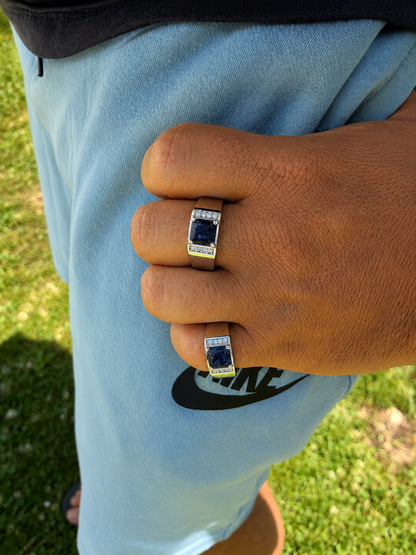 MOISSANITE Kingsmark Ring - 925 Silver - Genuine Blue Sapphire Stone