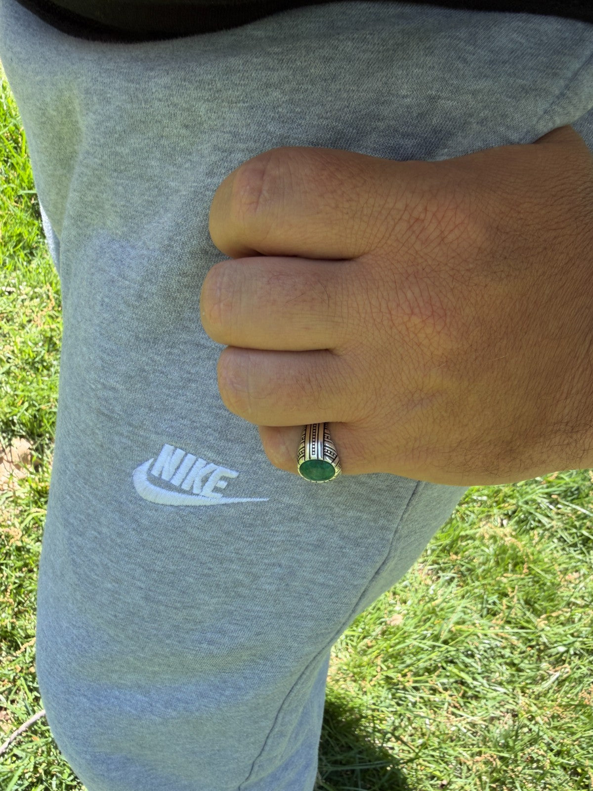 Royal Dynasty Ring - 925 Silver Oxidized - Genuine Green Emerald Stone