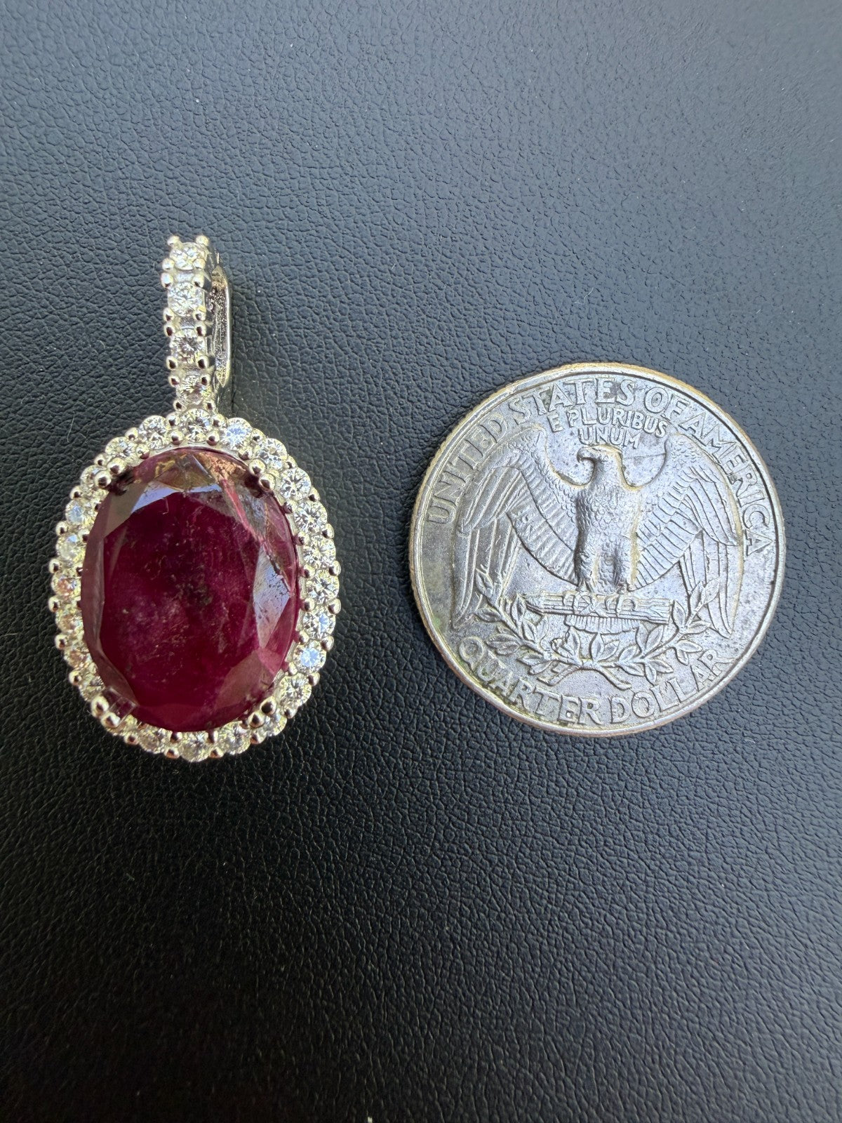 MOISSANITE Royalty Red Ruby Pendant - 925 Silver - Oval Genuine Red Ruby Stone