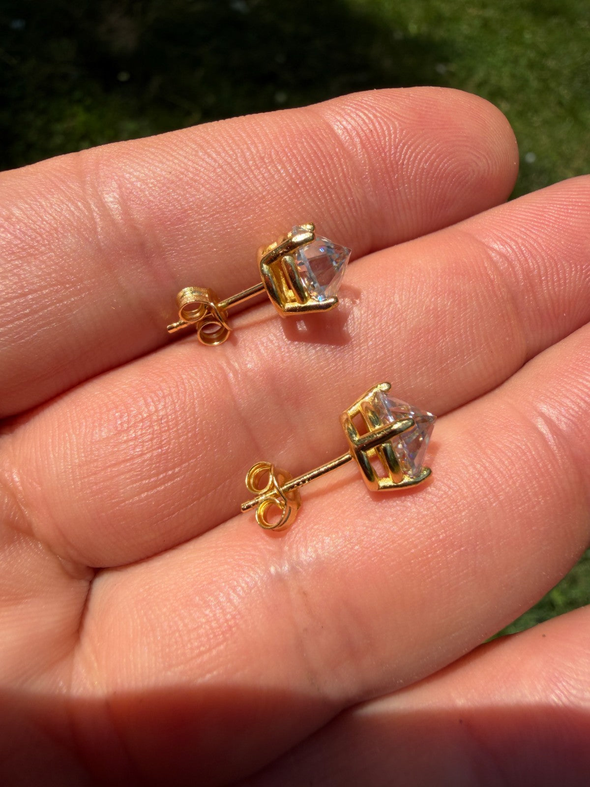 MOISSANITE Upside Down Reverse Set Pushback Stud Earrings - 14k Gold Vermeil 925 Silver - 5mm-8mm - 1-4ct