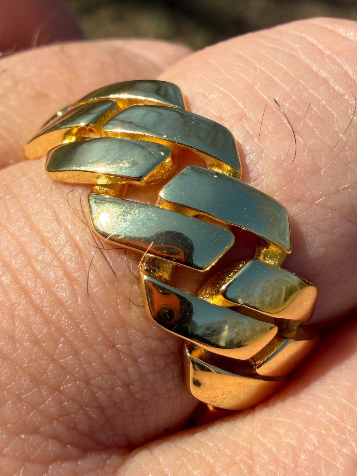 Classic 11.5mm Prong Miami Cuban Eternity Band Ring - 14k Gold Vermeil 925 Silver - Plain