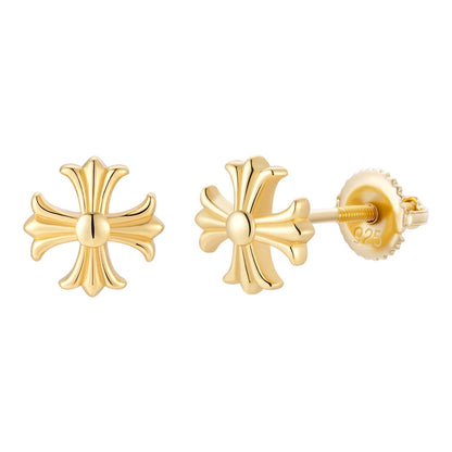Hearts Of Chrome Cross Earrings - 14k Gold Vermeil 925 Silver - 8mm