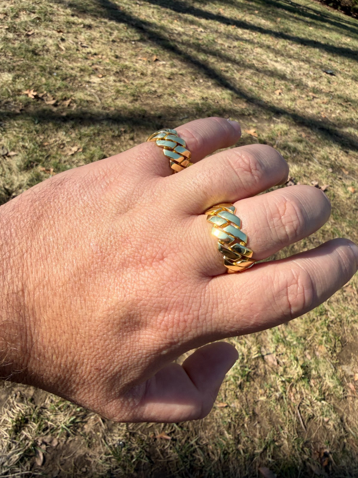 Classic 11.5mm Prong Miami Cuban Eternity Band Ring - 14k Gold Vermeil 925 Silver - Plain