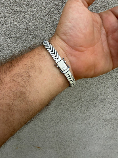 Custom 3 Link Miami Cuban Python Bracelet - Oxidized 925 Sterling Silver - 8.5" - 12mm