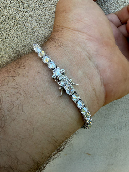 MOISSANITE Upside Down Set Reverse Set Tennis Bracelet Iced Out - 925 Silver - 5mm - 6-9"