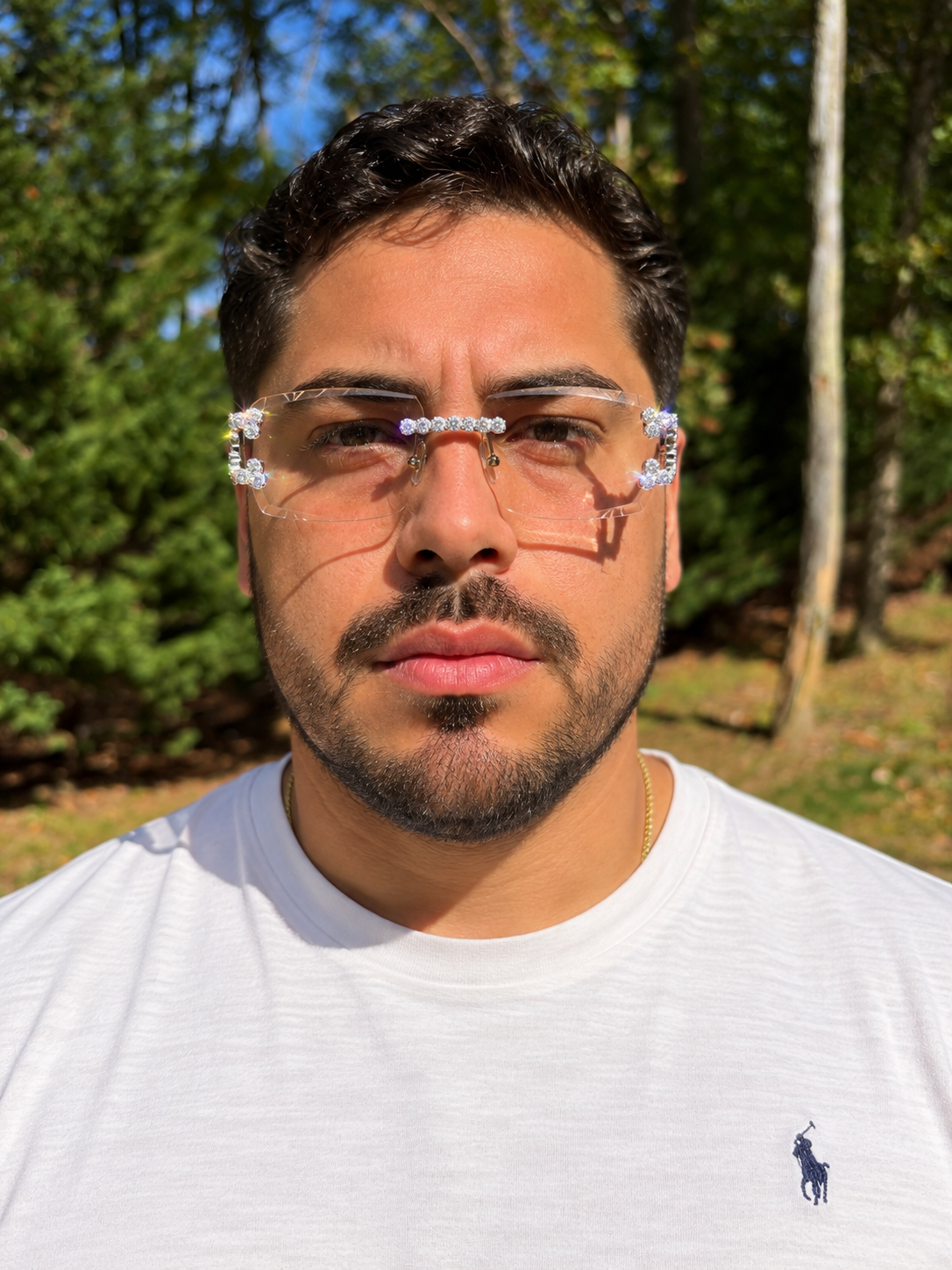 MOISSANITE Cluster Custom Iced Out Sunglasses - 925 Silver Buffs - Clear
