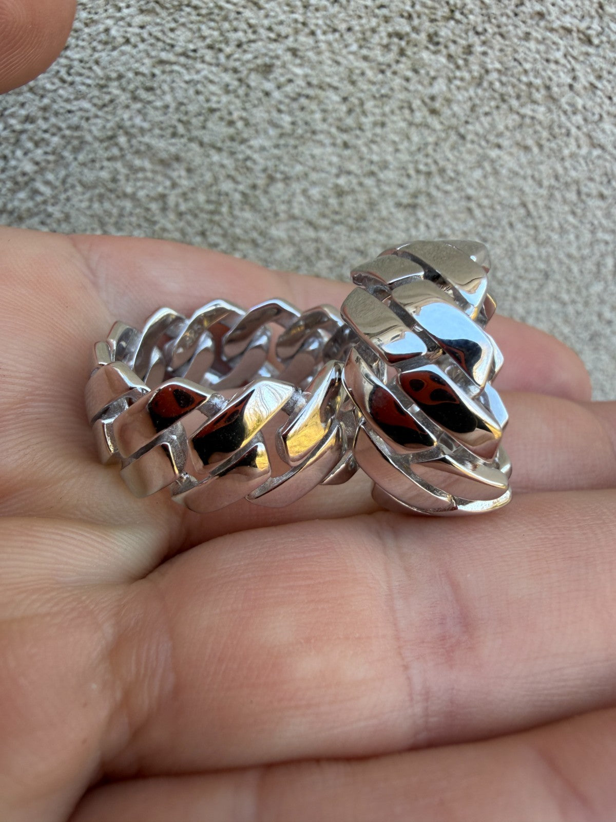 Classic 11.5mm Prong Miami Cuban Eternity Band Ring - 925 Silver - Plain