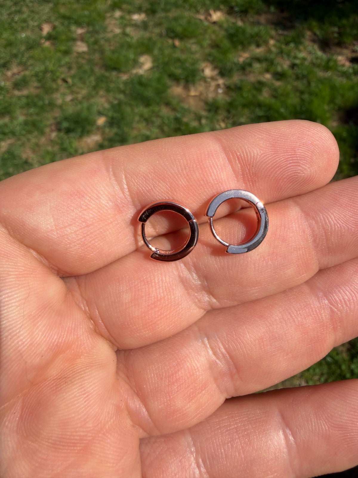 Plain Small Huggie Hoop Earrings - 14k Rose Gold Vermeil 925 Silver - 12.5mm