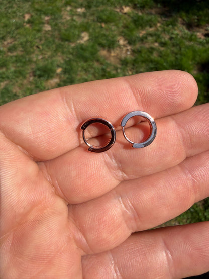 Plain Small Huggie Hoop Earrings - 14k Rose Gold Vermeil 925 Silver - 12.5mm