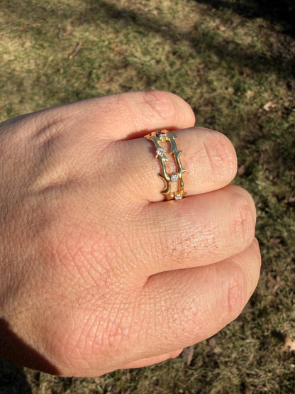 MOISSANITE Crown Of Thorns Eternity Band Ring - 14k Gold Vermeil 925 Silver