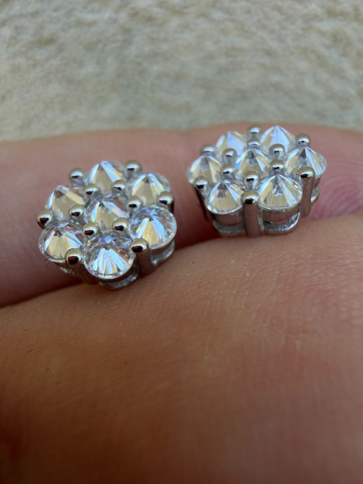 MOISSANITE Upside Down Reverse Set Cluster Iced Out Honeycomb Set Earrings - 925 Silver - 6mm -11mmm