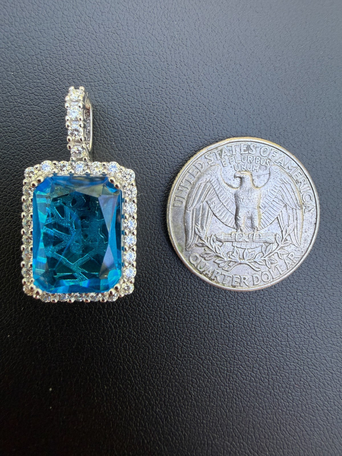 MOISSANITE Royalty Ocean Freeze Pendant - 925 Silver - Lab Aquamarine Stone