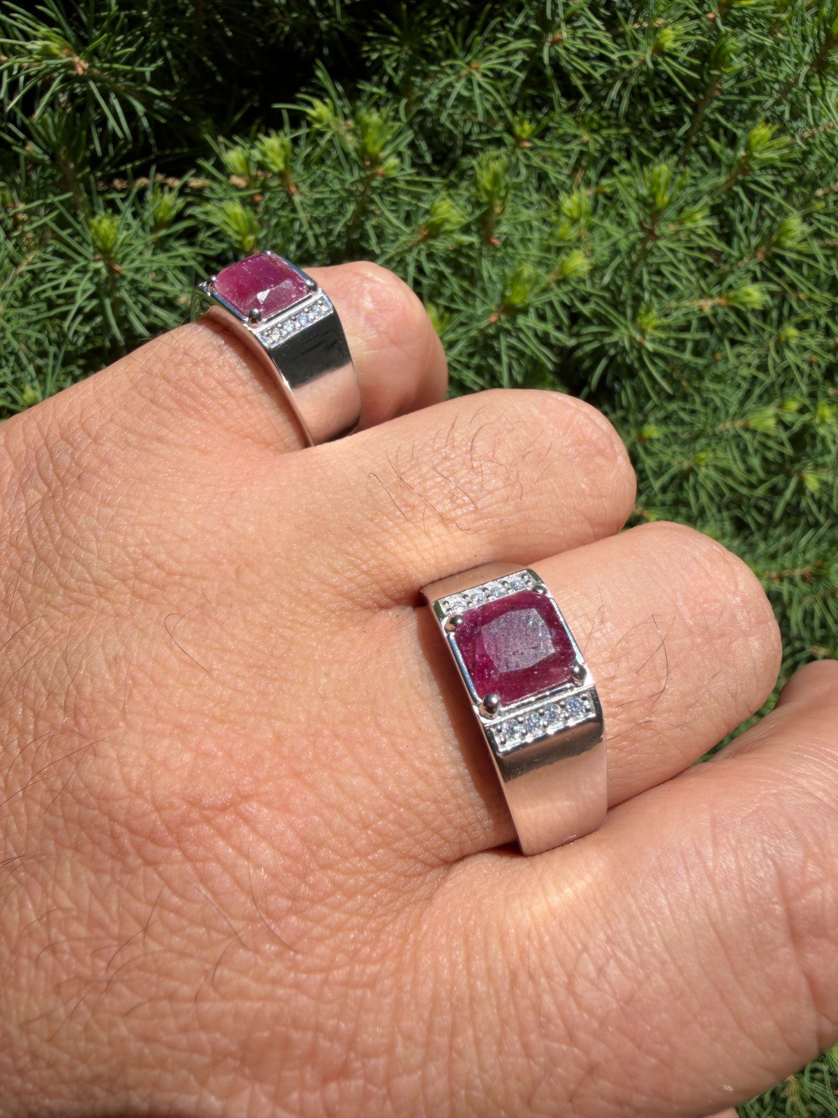 MOISSANITE Monarch Ring - 925 Silver - Genuine Red Ruby Stone