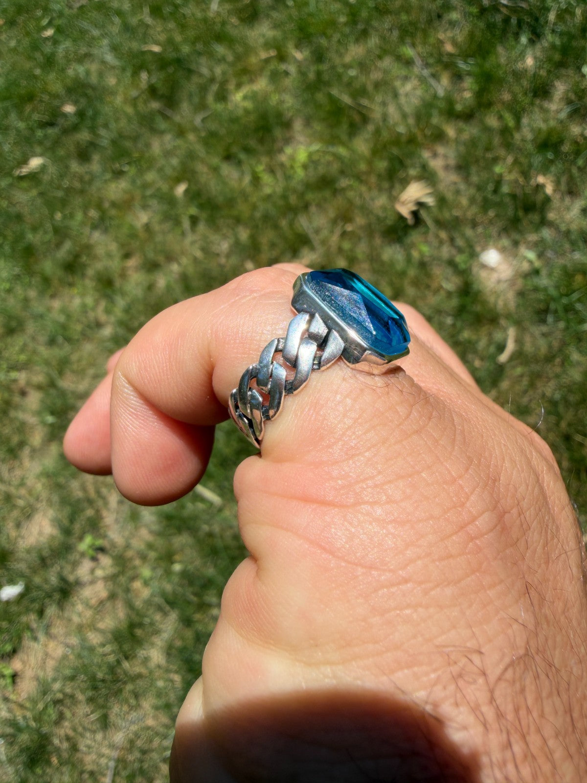 Havana Cuban Ring - 925 Silver - Lab Aquamarine Stone