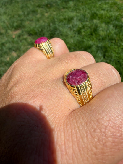Royal Dynasty Ring - 14k Gold Vermeil 925 Silver - Genuine Red Ruby Stone