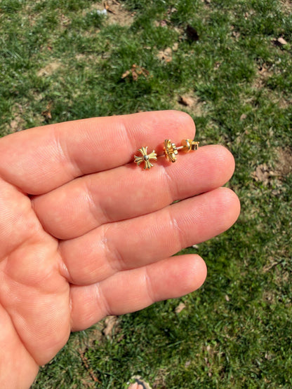 Hearts Of Chrome Cross Earrings - 14k Gold Vermeil 925 Silver - 8mm