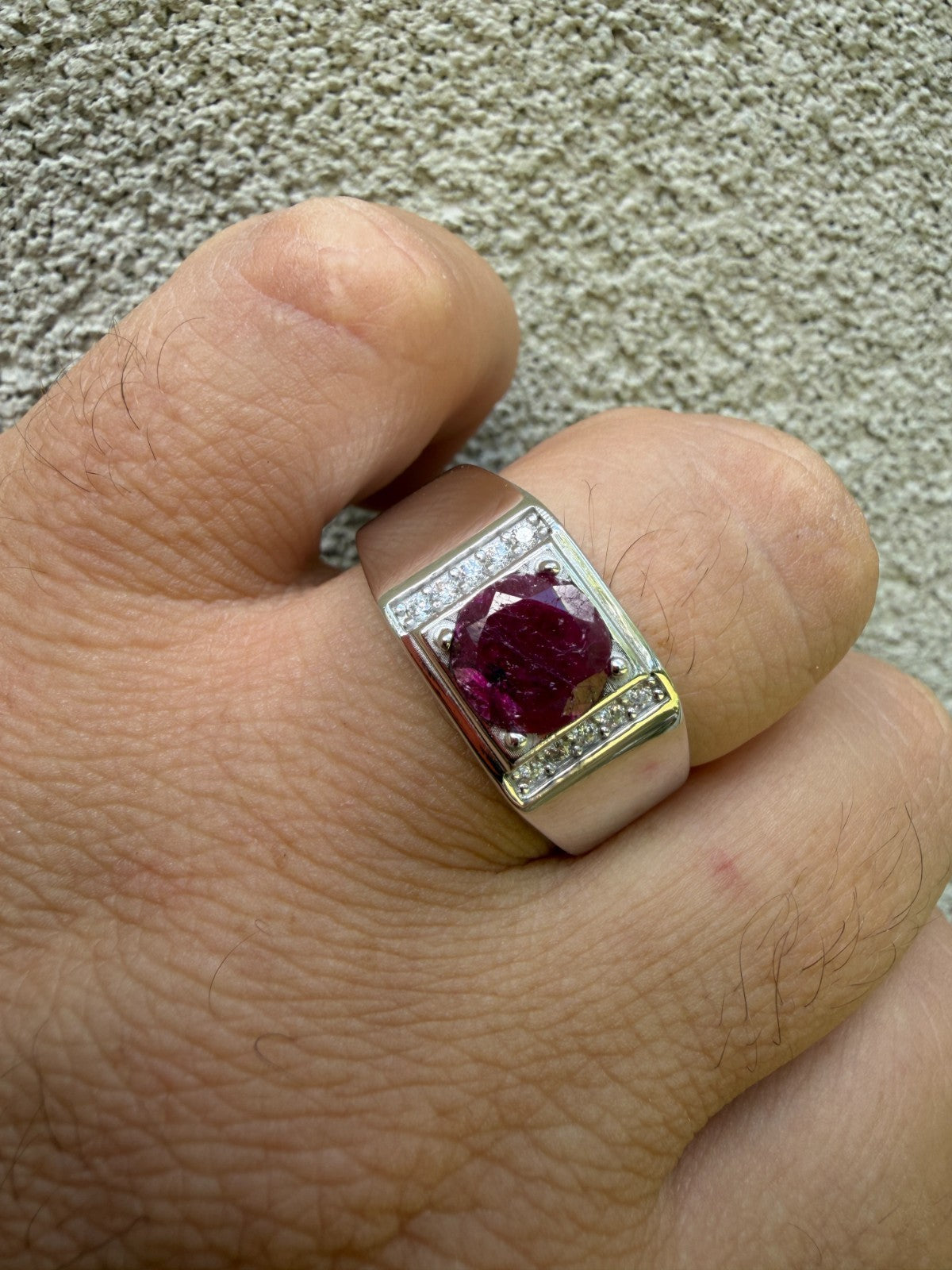 MOISSANITE Monarch Ring - 925 Silver - Genuine Red Ruby Stone