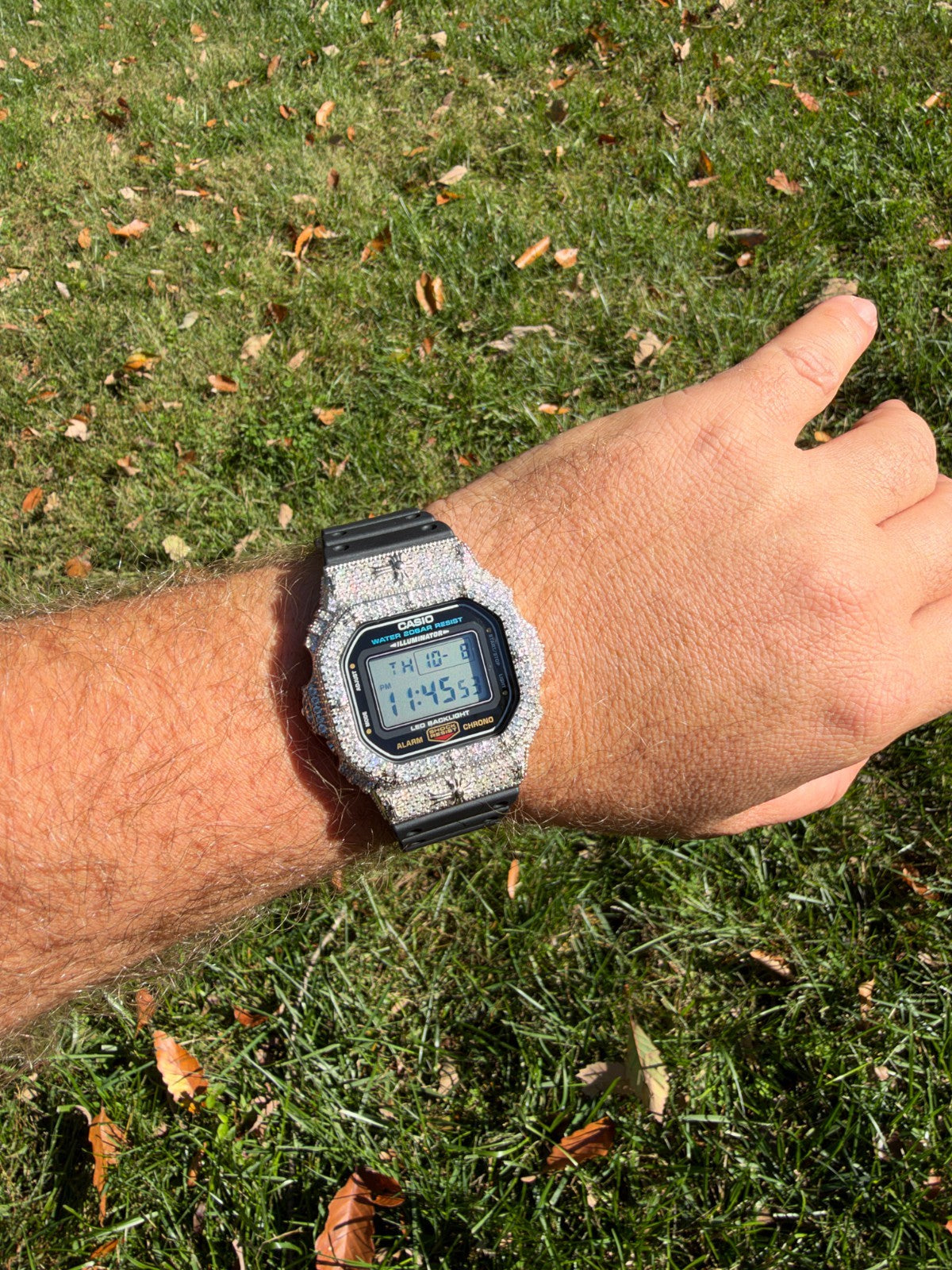 MOISSANITE Real 925 Silver Iced Casio G Shock DW-5600UE Cross Hip Hop Watch