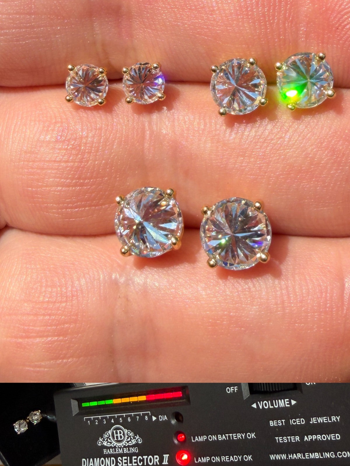 MOISSANITE Upside Down Reverse Set Pushback Stud Earrings - 14k Gold Vermeil 925 Silver - 5mm-8mm - 1-4ct