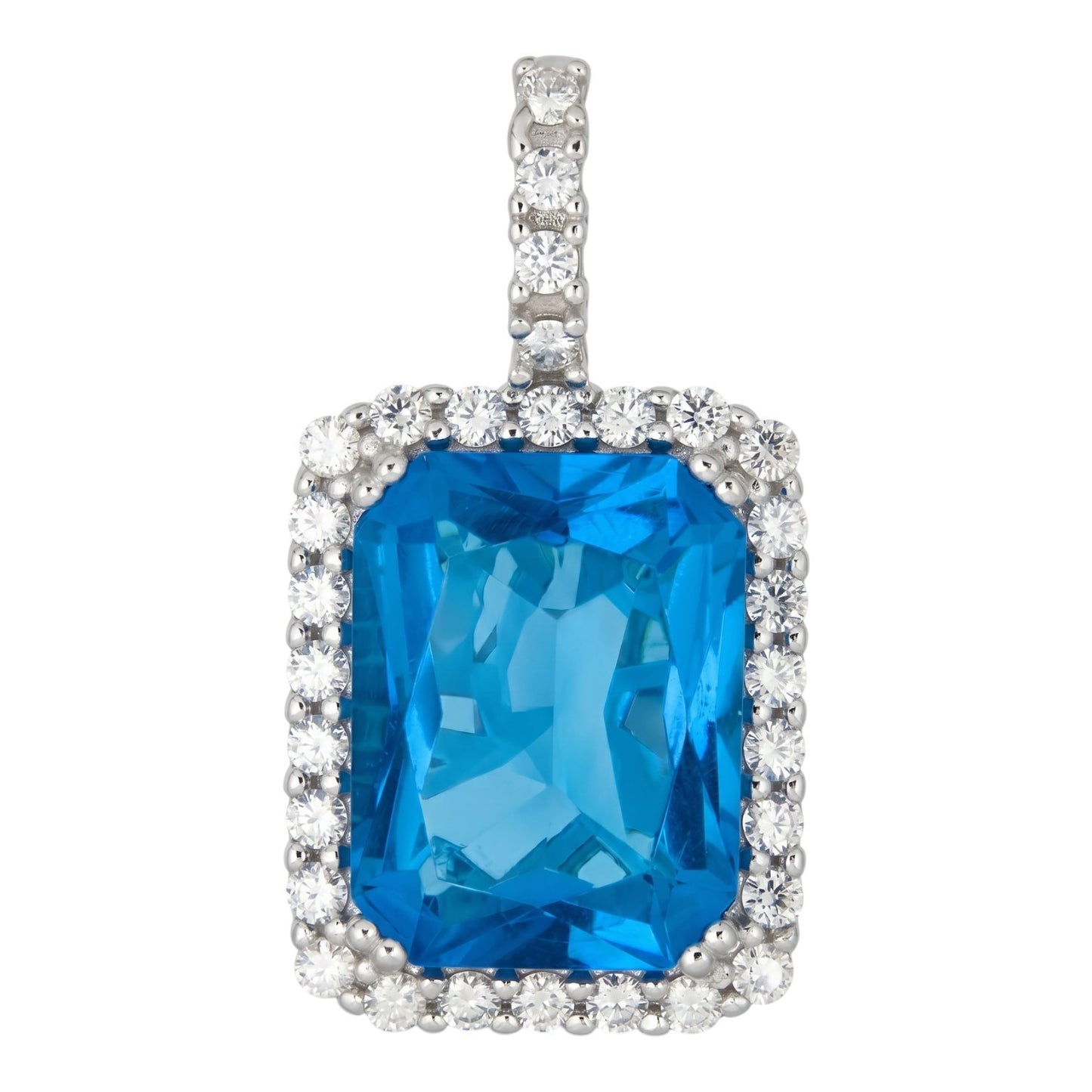 MOISSANITE Royalty Ocean Freeze Pendant - 925 Silver - Lab Aquamarine Stone
