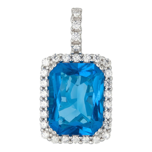 MOISSANITE Royalty Ocean Freeze Pendant - 925 Silver - Lab Aquamarine Stone