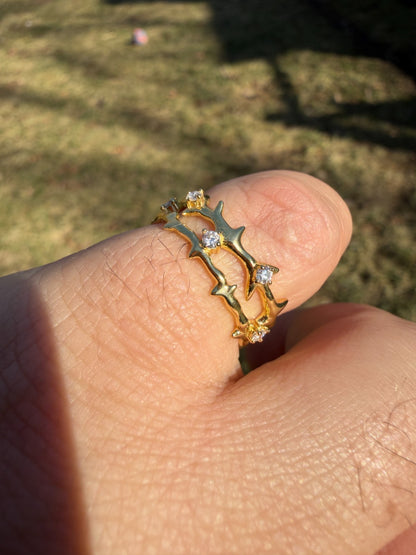 MOISSANITE Crown Of Thorns Eternity Band Ring - 14k Gold Vermeil 925 Silver