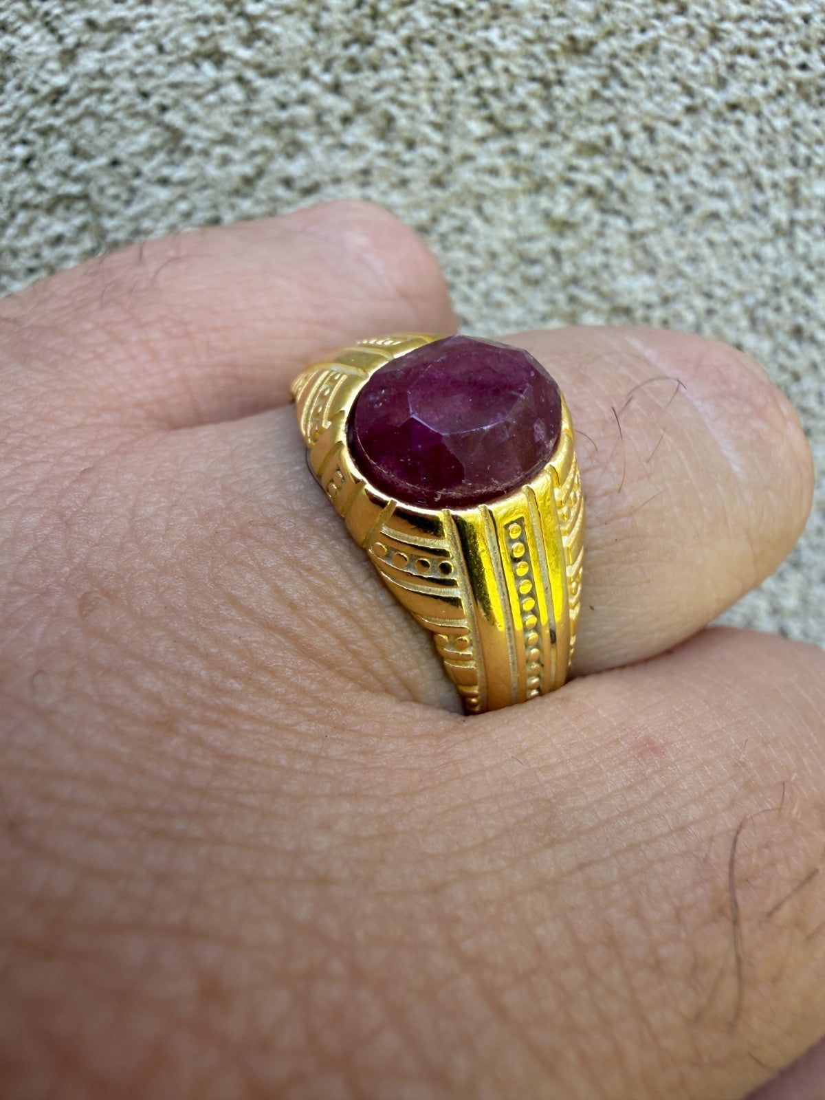 Royal Dynasty Ring - 14k Gold Vermeil 925 Silver - Genuine Red Ruby Stone
