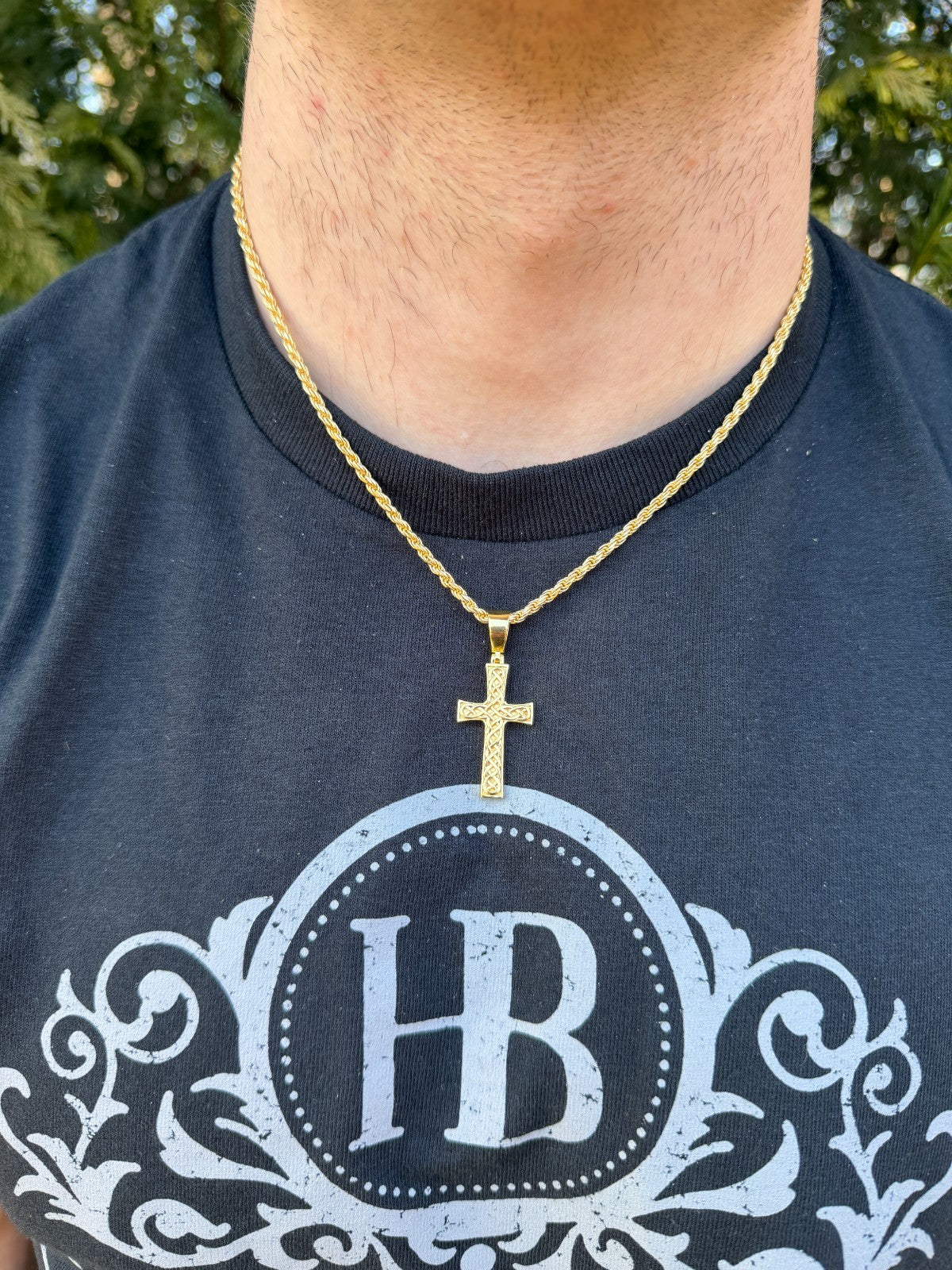 Viking Warrior Celtic Cross Pendant - 14k Gold Vermeil 925 Silver - Medium 1.75"