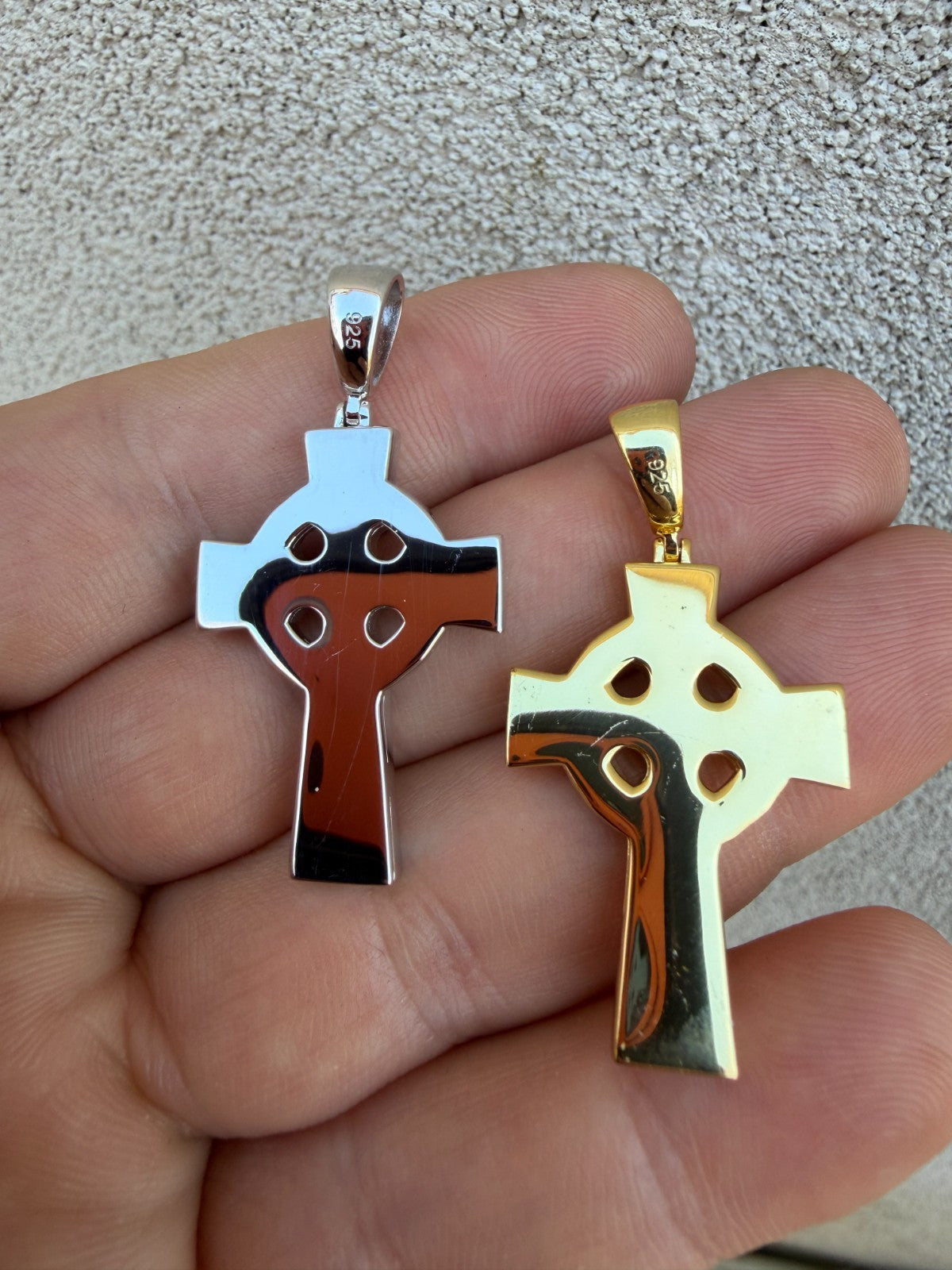 Handmade Viking Celtic Cross Pendant - 14k Gold Vermeil 925 Silver - Medium 1.75"