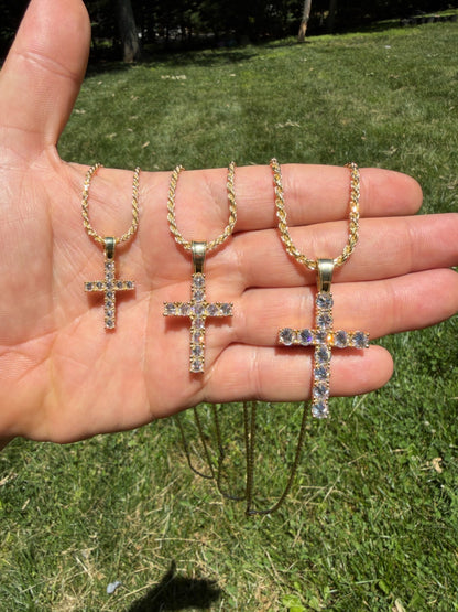 14k Gold Over 925 Silver Cross Iced Pendant Upside Down Set Reverse MOISSANITE