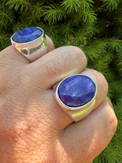 Royal Ocean Ring - 925 Silver - Genuine Blue Sapphire Stone