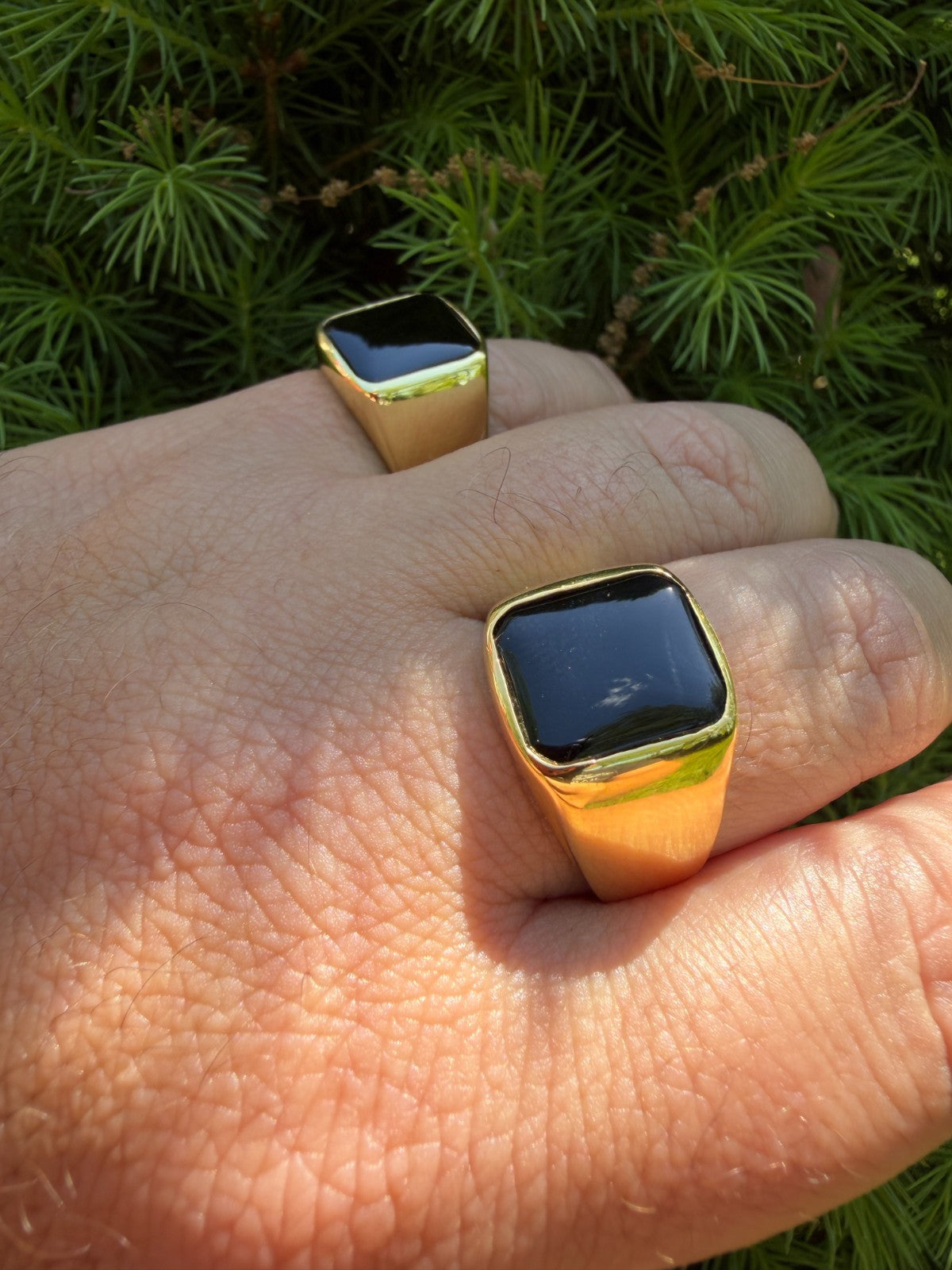 Midnight Don Ring - 14k Gold Vermeil 925 Silver - Genuine Black Onyx Stone