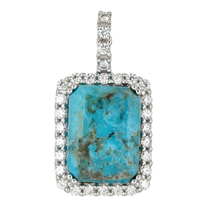 MOISSANITE Royalty Ocean Freeze Pendant - 925 Silver - Genuine Blue Turquoise Stone