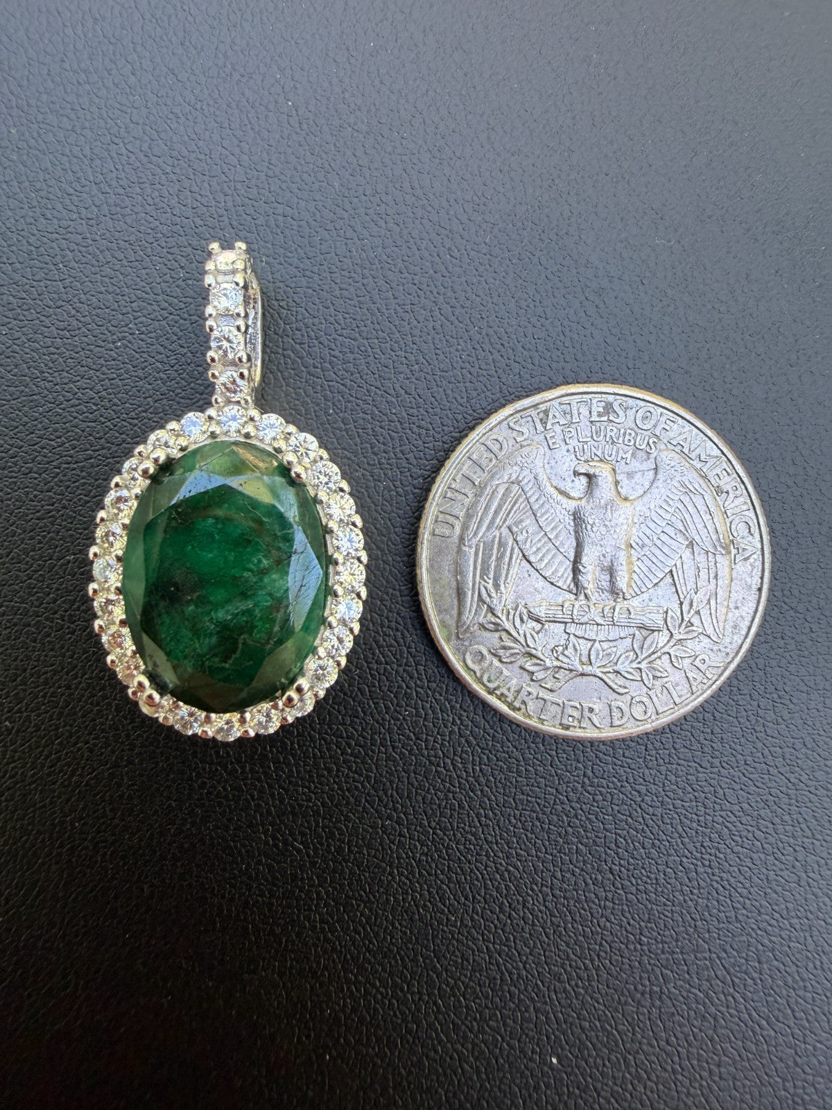 MOISSANITE Royalty Green Phantom Pendant - 925 Silver - Oval Green Emerald Stone