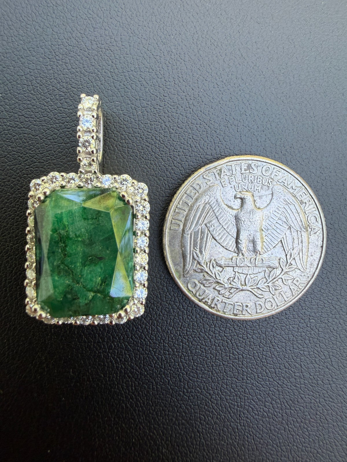 MOISSANITE Royalty Green Phantom Pendant - 925 Silver - Green Emerald Stone