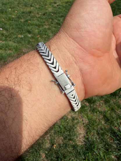 Custom 3 Link Miami Cuban Python Bracelet - Oxidized 925 Sterling Silver - 8.5" - 12mm