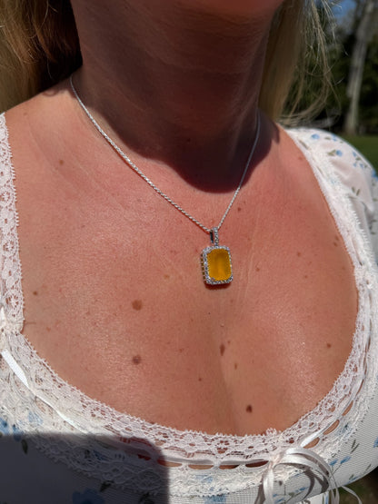 MOISSANITE Royalty Honey Pendant - 925 Silver - Genuine Yellow Sapphire Stone