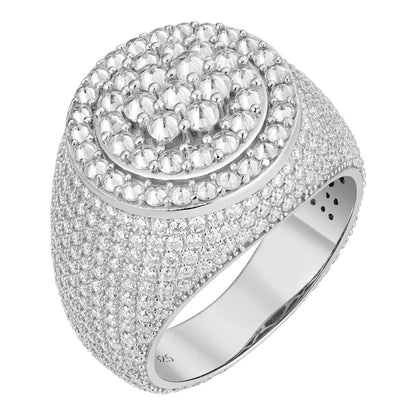 MOISSANITE Upside Down Reverse Set Cluster Iced Out Pinky Ring - 925 Silver