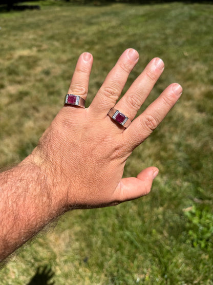 MOISSANITE Monarch Ring - 925 Silver - Genuine Red Ruby Stone
