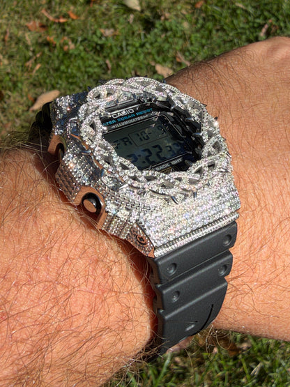 MOISSANITE Real 925 Silver Iced Casio G Shock DW-5600UE Crown of Thorns Watch