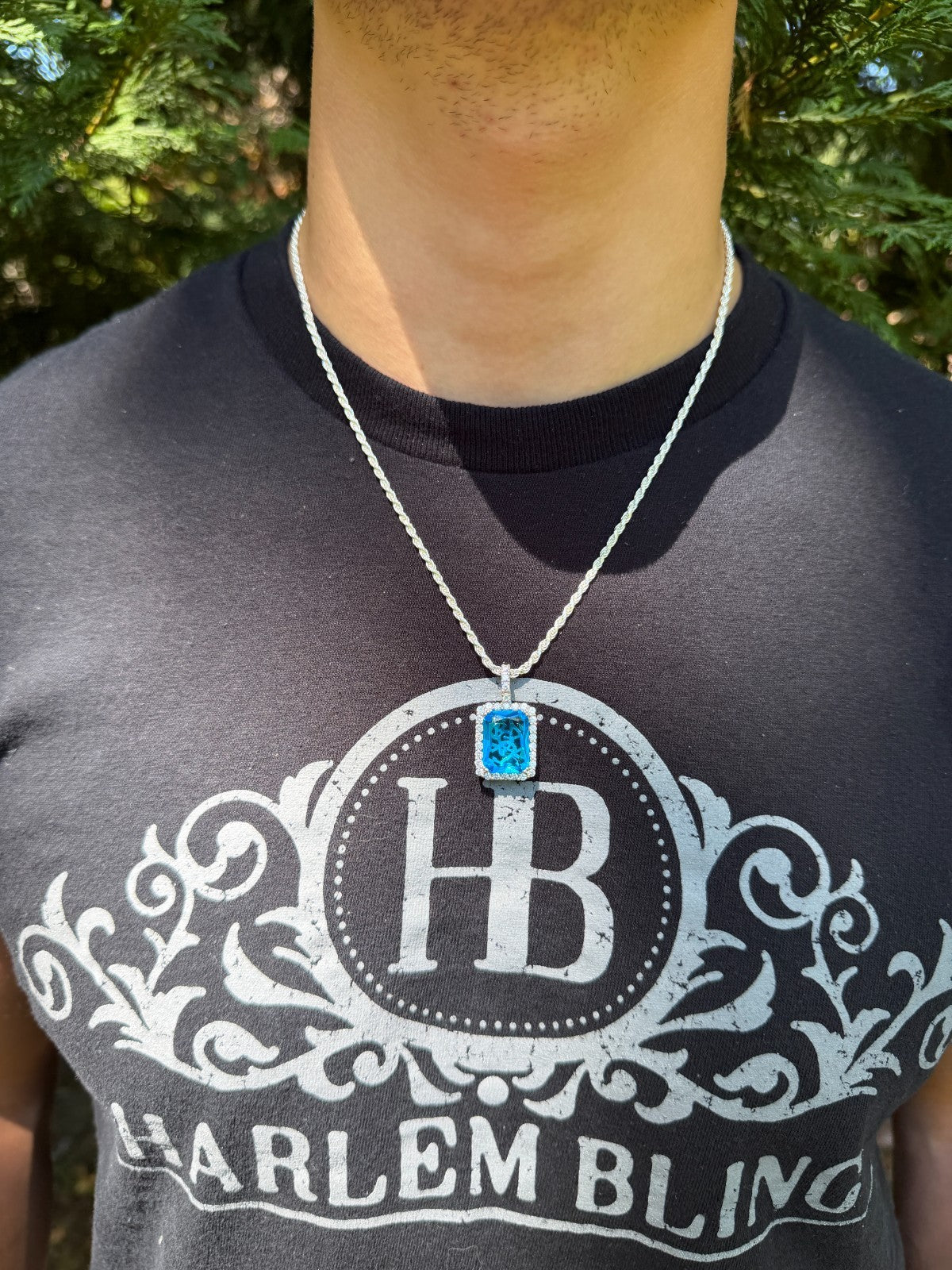 MOISSANITE Royalty Ocean Freeze Pendant - 925 Silver - Lab Aquamarine Stone