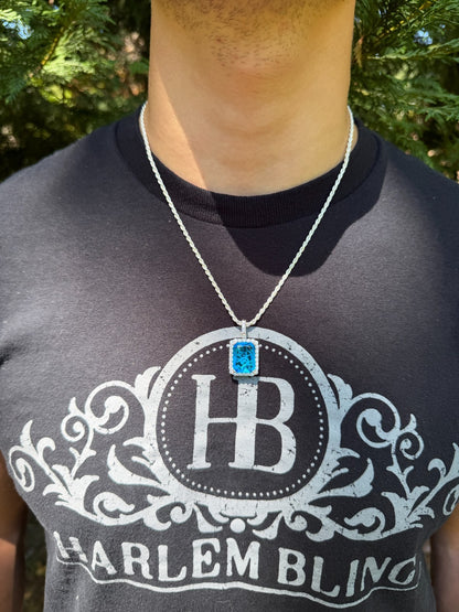 MOISSANITE Royalty Ocean Freeze Pendant - 925 Silver - Lab Aquamarine Stone