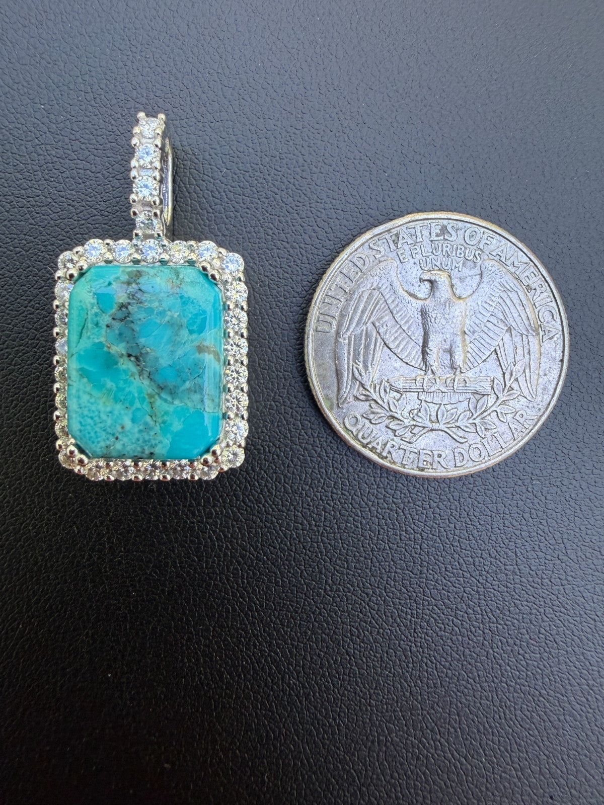 MOISSANITE Royalty Ocean Freeze Pendant - 925 Silver - Genuine Blue Turquoise Stone