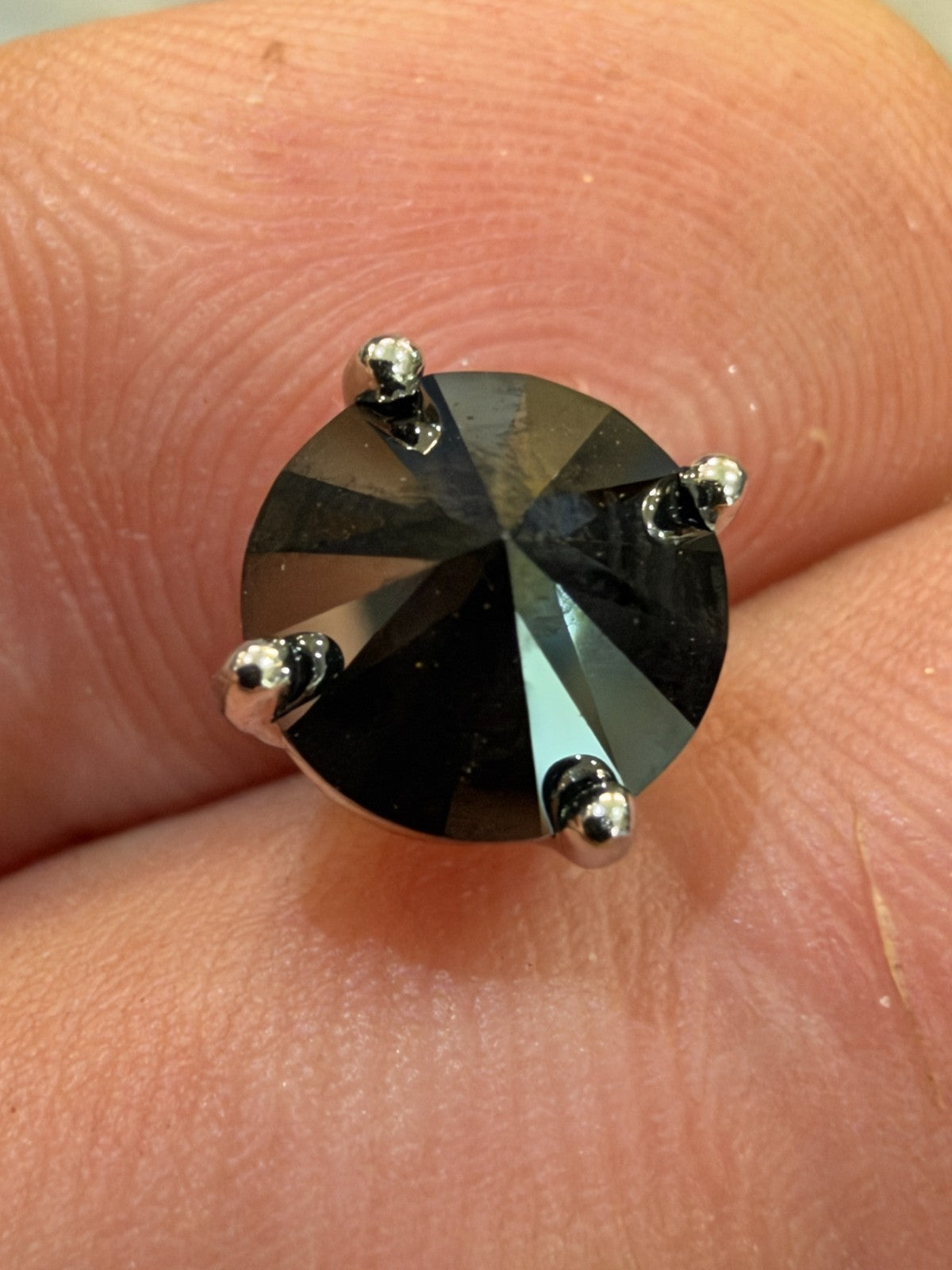 Black MOISSANITE Upside Down Reverse Set Stud Earrings - 925 Silver - 5mm-8mm - 1-4ct
