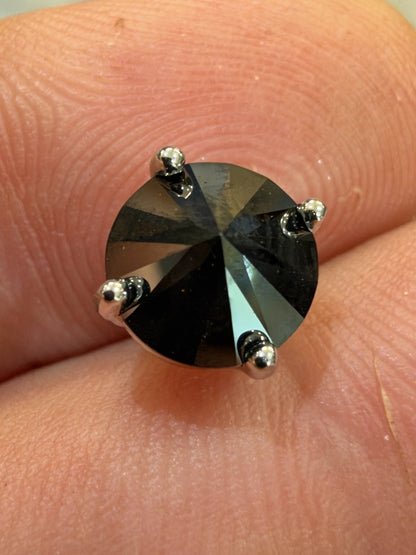 Black MOISSANITE Upside Down Reverse Set Stud Earrings - 925 Silver - 5mm-8mm - 1-4ct