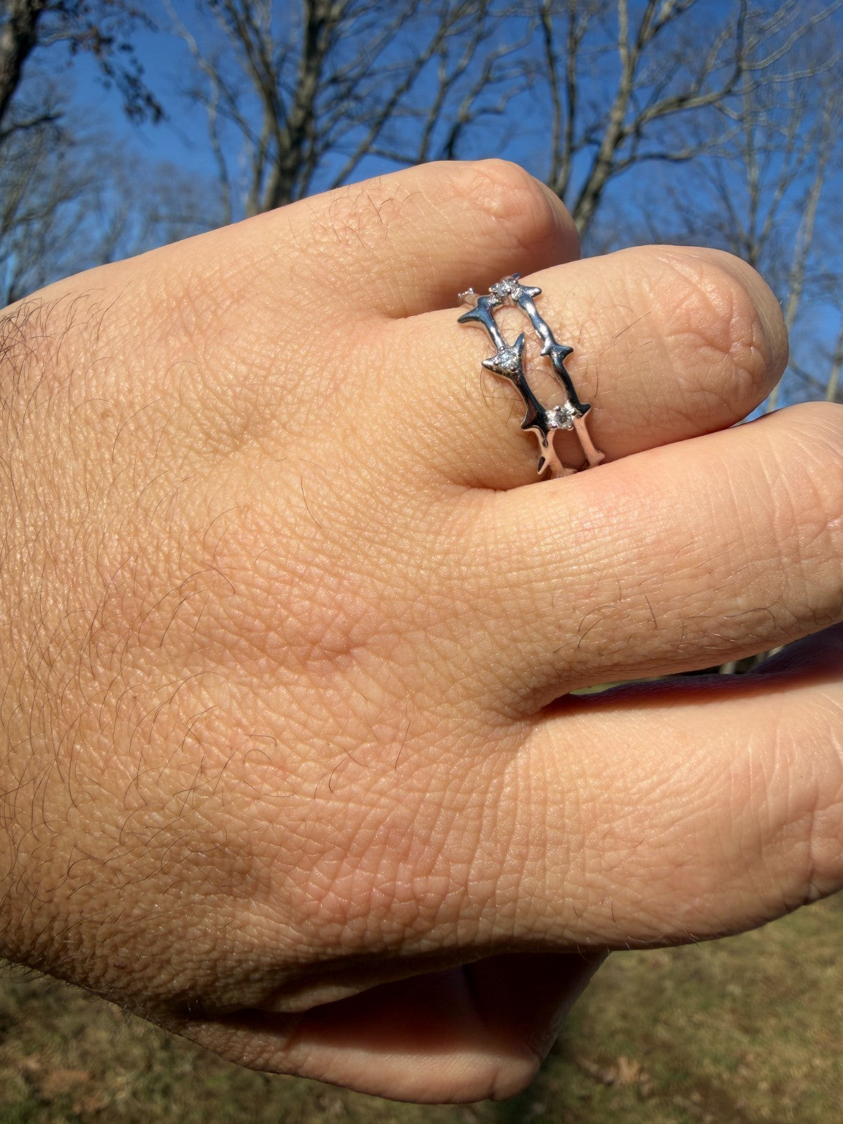 MOISSANITE Crown Of Thorns Eternity Band Ring - 925 Silver